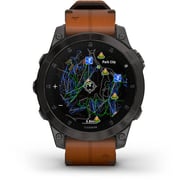 Garmin 010-02582-30 Epix Gen 2 Sapphire Smart Watch with Chestnut Leather Band Black Titanium