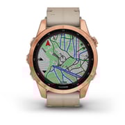 Garmin 010-02539-35 Fenix 7S Sapphire Solar Smart Watch with Limestone Leather Band Rose Gold Titanium
