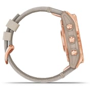 Garmin 010-02539-35 Fenix 7S Sapphire Solar Smart Watch with Limestone Leather Band Rose Gold Titanium