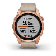 Garmin 010-02539-35 Fenix 7S Sapphire Solar Smart Watch with Limestone Leather Band Rose Gold Titanium