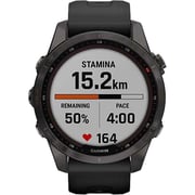 Garmin 0100253925 Fenix 7S Sapphire Solar Smart Watch 42mm Carbon Grey DLC Titanium With Black Band