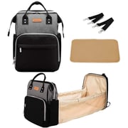 Oztev Baby Diaper Baby Backpack Bag, Foldable Baby Bed With Stroller Carrying Strap Portable, Diaper Changing Backpack Bag Black