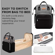 Oztev Baby Diaper Baby Backpack Bag, Foldable Baby Bed With Stroller Carrying Strap Portable, Diaper Changing Backpack Bag Black