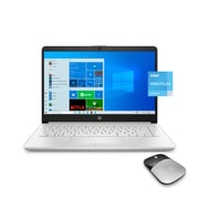 HP 14-CF2033WM Pentium Laptop Intel Pentium Silver N5030 1.10GHz 4GB 128GB SSD Intel UHD Graphics 605 Windows 10 Home S 14inch HD Silver With Mouse Pad Bundle