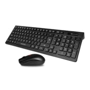 Promate 2.4ghz Wireless Keyboard And 1600 Dpi Mouse With 12 Keys And Spill-proof Design, Procombo-12 English Arabic