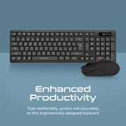 Promate 2.4ghz Wireless Keyboard And 1600 Dpi Mouse With 12 Keys And Spill-proof Design, Procombo-12 English Arabic