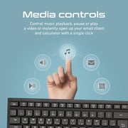 Promate 2.4ghz Wireless Keyboard And 1600 Dpi Mouse With 12 Keys And Spill-proof Design, Procombo-12 English Arabic
