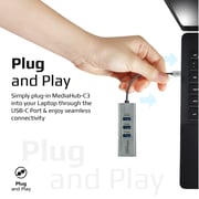 Promate Usb-c Hub Hdmi Adapter With 3 Usb 3.0 Ports, 5gbps Sync Charge And 4k Hdmi 30hz Port, Mediahub-c3