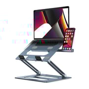 Moxedo Foldable Aluminum Laptop Stand With Phone Holder Compatible For Macbook Apple Mac Pro Air Dell, Hp And More Laptops 11 Up To 15 Inch