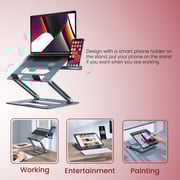 Moxedo Foldable Aluminum Laptop Stand With Phone Holder Compatible For Macbook Apple Mac Pro Air Dell, Hp And More Laptops 11 Up To 15 Inch