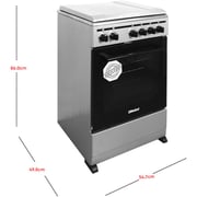 Nobel Gas & Electric Cooker Silver 50x50 cm 2 Gas Burners 2 Hot Plate Electric Oven Enamel Grids Lid Stainless Steel Top - NGC5200S