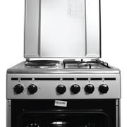 Nobel Gas & Electric Cooker Silver 50x50 cm 2 Gas Burners 2 Hot Plate Electric Oven Enamel Grids Lid Stainless Steel Top - NGC5200S