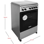 Nobel Gas & Electric Cooker Silver 50x50 cm 3 Gas Burners 1 Hot Plate Electric Oven Enamel Grids Lid Stainless Steel Top - NGC5300S