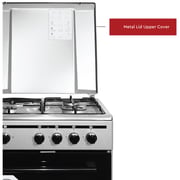 Nobel Gas & Electric Cooker Silver 50x50 cm 3 Gas Burners 1 Hot Plate Electric Oven Enamel Grids Lid Stainless Steel Top - NGC5300S