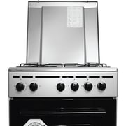 Nobel Gas & Electric Cooker Silver 50x50 cm 3 Gas Burners 1 Hot Plate Electric Oven Enamel Grids Lid Stainless Steel Top - NGC5300S