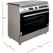Nobel Gas Cooker Silver 90X60 Full Safety Ffd Gas Oven NGC9690 (Basic Installation Included)