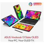 ASUS VivoBook 13 Slate OLED (2021) Laptop - Intel Pentium Silver-N6000 / 13.3inch FHD OLED / 8GB RAM / 256GB SSD / Shared Intel UHD Graphics / Windows 11 Home / English & Arabic Keyboard / Black / Middle East Version - [T3300KA-LQ029W]