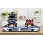 Sonashi Double Gas Burner (blue Floral) Sgb-202gn