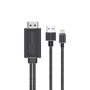 بروميت كابل Hdmi 4K ، موصل لايتنينج متين للغاية إلى كابل Hdmi مع جسر شحن USB ، نقل 4K @ 30 هرتز ، نقل 1080p @ 60 هرتز و 1.8 متر كابل مضفر مضاد للتشابك للهواتف، أجهزة أيباد ، Medialink-lt