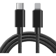 Maxguard Veloce-Series Nylon Braided USB-C To Lightning Cable 1m Black