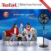 Tefal Silence Force Stand Fan with Remote Control, 16 Inch, 3 Speeds, Black - VG4130EE