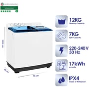 Super General 12 Kg Twin-tub Semi-automatic Washing Machine, White/blue
