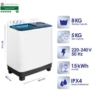 Super General 8 Kg Twin-tub Semi-automatic Washing Machine White/blue