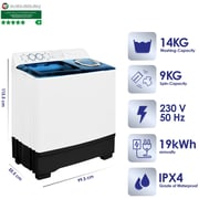 Super General 14Kg Twin-tub Semi-automatic Washing Machine, White/blue SGW155