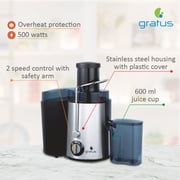 Gratus juicer GRJR350FAF with Heavy duty motor with 2 Speeds control