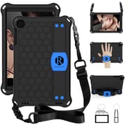 Samsung Galaxy Tab A 10.1 2019 (t510/t515) Remson Honeycomb Stand Handle Shockproof Drop Protection With Shoulder Strap Back Case Cover (black/blue)