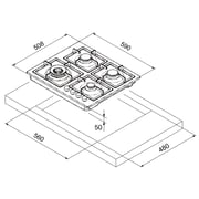 Cm Built In Gas Hob 60cm 4b Inox