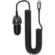 Promate Car Charger with USB-C Cable 3Ft Black