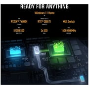 ASUS TUF A15 (2022) Gaming Laptop - AMD Ryzen 7-6800H / 15.6inch FHD / 16GB RAM / 512GB SSD / 4GB NVIDIA GeForce RTX 3050 Ti Graphics / Windows 11 Home / English Keyboard / Jaeger Grey / Middle East Version - [FA507RE-HN076W]