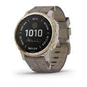 Garmin Fenix 6s Pro Solar Edition Light Gold With Shale Gray Suede Band 42mm Smartwatch