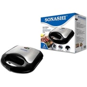 Sonashi 2 Slice Non-stick Grill And Sandwich Maker SGT-853 Black/Silver