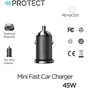 Protect Fast Charging Dual Port Car Charger Black