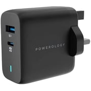 Powerology Dual Port Ultra-Quick GaN Charger QC3.0 PD 45W Black