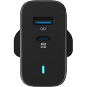 Powerology Dual Port Ultra-Quick GaN Charger QC3.0 PD 45W Black