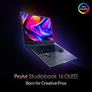 ASUS ProArt StudioBook 16 OLED (2021) Laptop - AMD Ryzen 9-5900HX / 16inch 4K OLED / 32GB RAM / 1TB SSD / 8GB NVIDIA GeForce RTX 3070 Graphics / Windows 11 Home / English & Arabic Keyboard / Black / Middle East Version - [H5600QR-OLED0R9W]