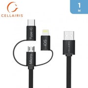 Cellairis 3-in-1 Flat USB Cable 1m Black