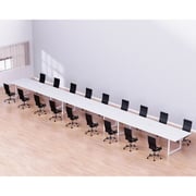 Mahmayi Vorm 136-72 Modern Conference-Meeting Table for Office, Home, & Restaurant - Loop Legs, Wire Management, Versatile Design, Easy Assembly, Enhances Wellness & Collaboration(18 Seater, White)