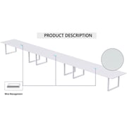 Mahmayi Vorm 136-72 Modern Conference-Meeting Table for Office, Home, & Restaurant - Loop Legs, Wire Management, Versatile Design, Easy Assembly, Enhances Wellness & Collaboration(18 Seater, White)