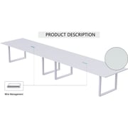Mahmayi Vorm 136-36 Modern Conference-Meeting Table for Office, Home, & Restaurant - Loop Legs, Wire Management, Versatile Design, Easy Assembly, Enhances Wellness & Collaboration(8 Seater, White)