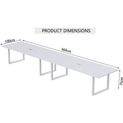 Mahmayi Vorm 136-36 Modern Conference-Meeting Table for Office, Home, & Restaurant - Loop Legs, Wire Management, Versatile Design, Easy Assembly, Enhances Wellness & Collaboration(8 Seater, White)