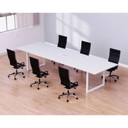 Mahmayi Vorm 136-24 Modern Conference-Meeting Table for Office, Home, & Restaurant - Loop Legs, Wire Management, Versatile Design, Easy Assembly, Enhances Wellness & Collaboration(6 Seater, White)