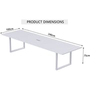 Mahmayi Vorm 136-24 Modern Conference-Meeting Table for Office, Home, & Restaurant - Loop Legs, Wire Management, Versatile Design, Easy Assembly, Enhances Wellness & Collaboration(6 Seater, White)