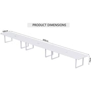 Mahmayi Vorm 136-60 Modern Conference-Meeting Table for Office, Home, & Restaurant - Loop Legs, Wire Management, Versatile Design, Easy Assembly, Enhances Wellness & Collaboration(14 Seater, White)
