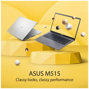لابتوب Asus M515DA-BQ1408W صغير الحجم - بمعالج Ryzen 3 بسعة 2.6 جيجاهرتز  ورامات 4 جيجابايت وهارد بسعة 256 جيجابايت وشاشة FHD بمقاس 15.6 بوصة ونظام تشغيل Win11 وبلون فضي ولوحة مفاتيح تدعم اللغة الإنجليزية والعربية