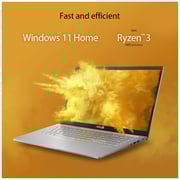 ASUS (2020) Laptop - AMD Ryzen 3-3250U / 15.6inch FHD / 4GB RAM / 256GB SSD / Shared AMD Radeon Graphics / Windows 11 Home / English & Arabic Keyboard / Silver / Middle East Version - [M515DA-BQ1408W]