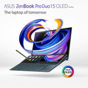 ASUS ZenBook Pro Duo 15 OLED (2022) Laptop - 12th Gen / Intel Core i9-12900H / 15.6inch 4K OLED / 32GB RAM / 1TB SSD / 6GB NVIDIA GeForce RTX 3060 Graphics / Windows 11 Home / English & Arabic Keyboard / Blue / Middle East Version - [UX582ZM-OLED109W]